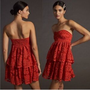 Anthropologie Scarlet Lace Mini Dress